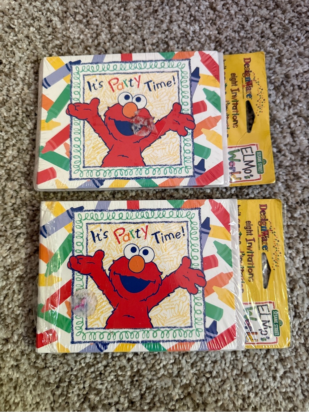 Vtg 2001 Sesame Street Elmo It's Party Time! Party Invites 2 packs of 8